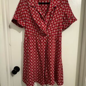 Sandro Red Geometric Pattern Dress